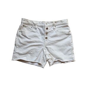 J.Crew White Denim Jean High Rise Button Fly Cut Off Shorts Size 29 Preppy